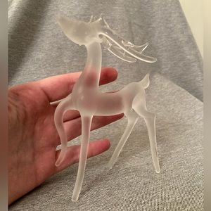Frosted Glass Prancing Reindeer - Christmas Winter Holiday Decor
